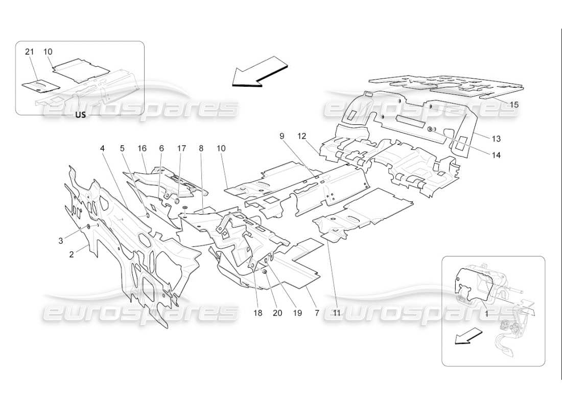 maserati qtp. (2009) 4.2 auto sound-proofing panels inside the vehicle parts diagram