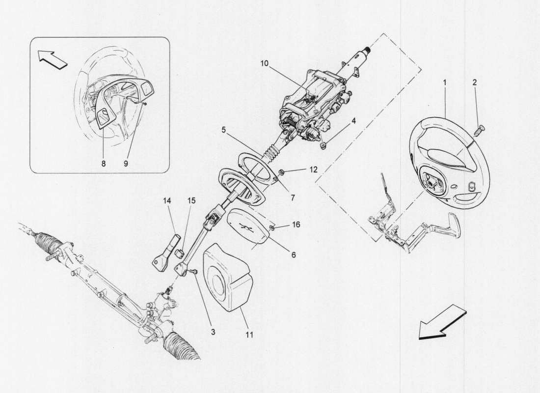 maserati qtp. v6 3.0 tds 275bhp 2017 steering column and wheel unit parts diagram