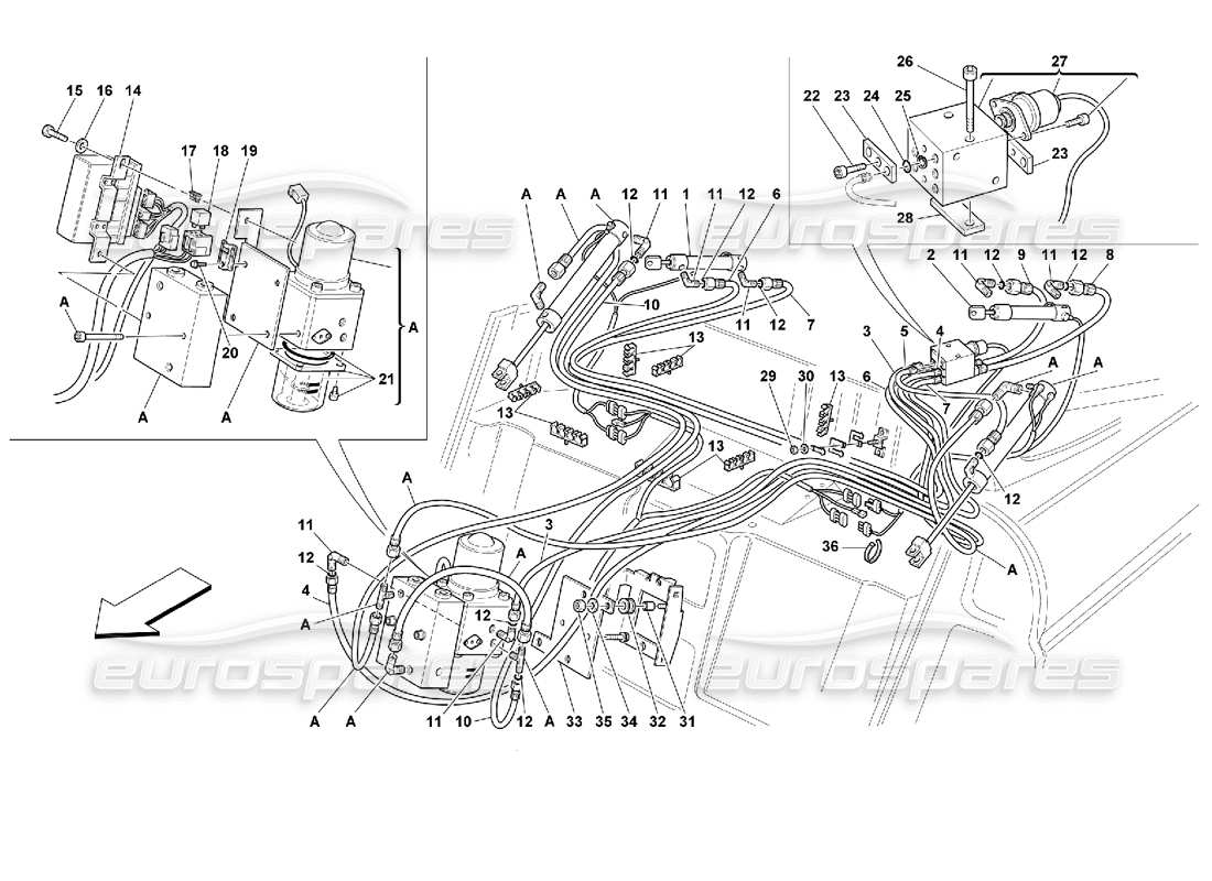 ferrari 355 (2.7 motronic) top hydraulic control parts diagram