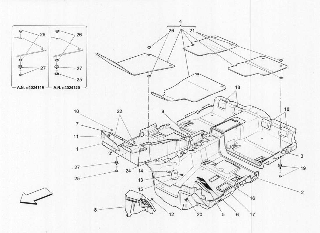 maserati qtp. v6 3.0 bt 410bhp 2015 passenger compartment mats parts diagram