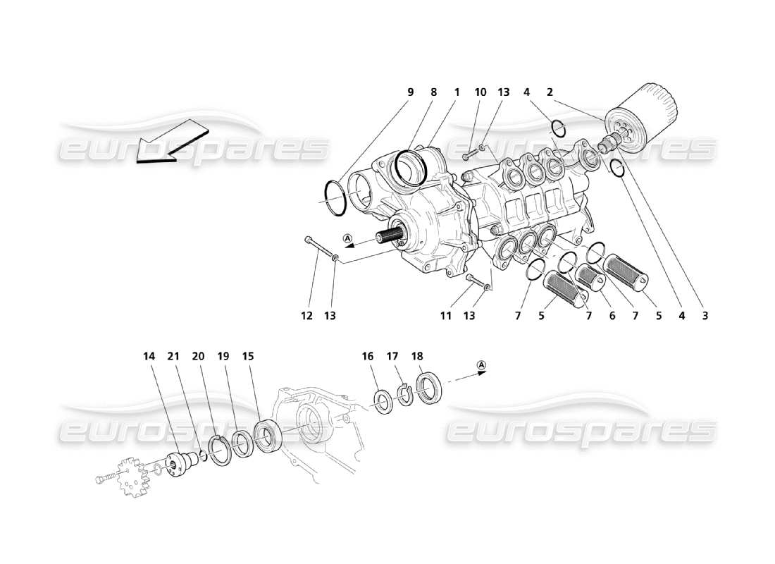 maserati qtp. (2003) 4.2 lubrication: pump and filter parts diagram