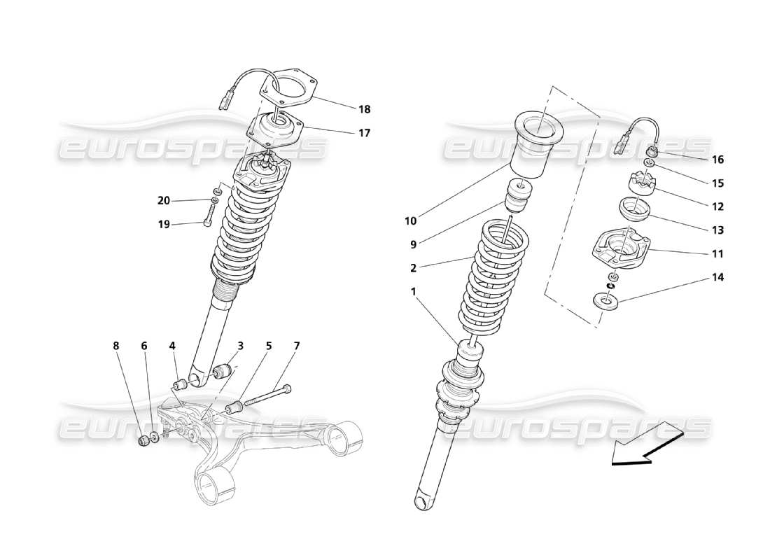 maserati qtp. (2003) 4.2 front suspension parts parts diagram