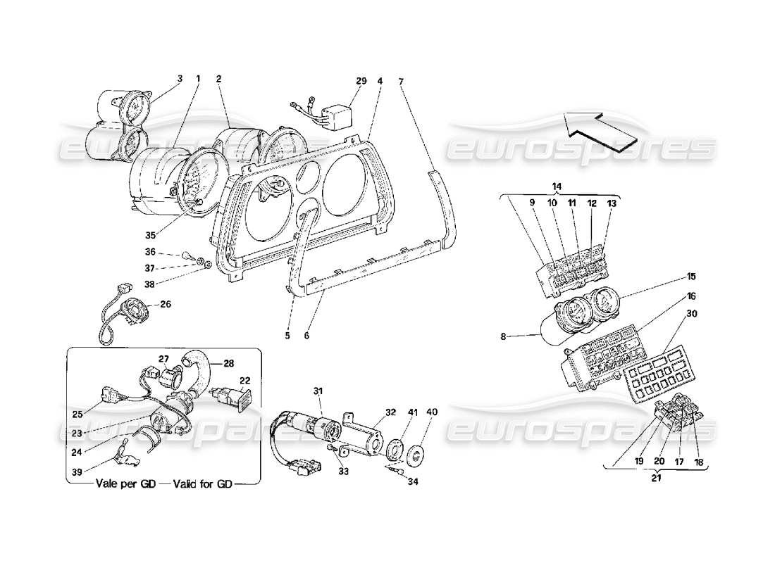 ferrari 348 (2.7 motronic) instruments part diagram