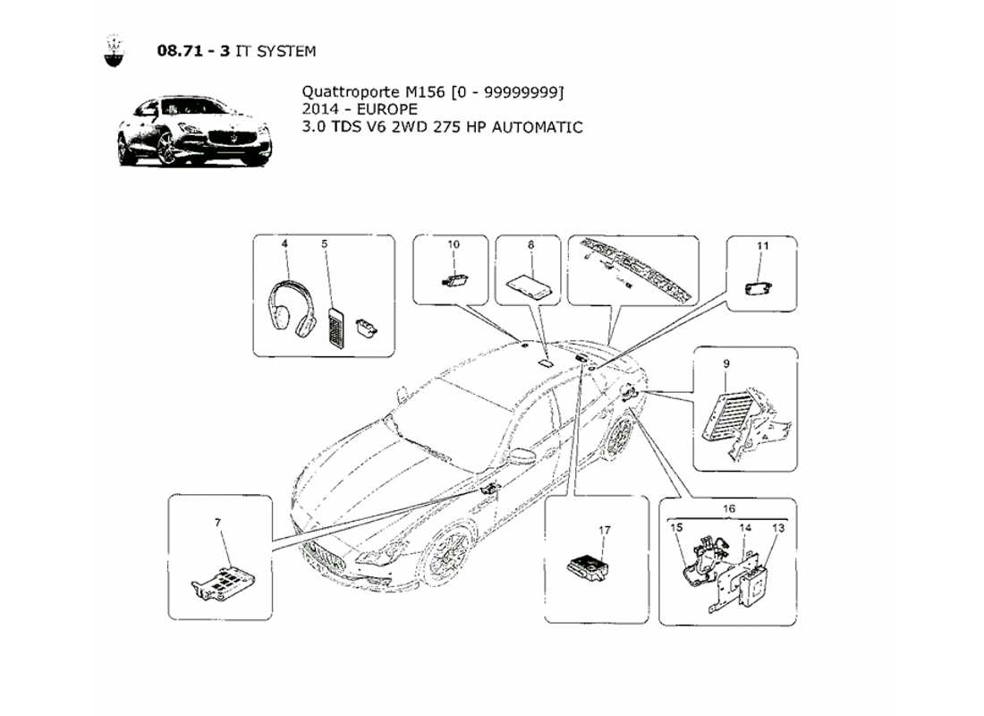 maserati qtp. v6 3.0 tds 275bhp 2014 it system part diagram