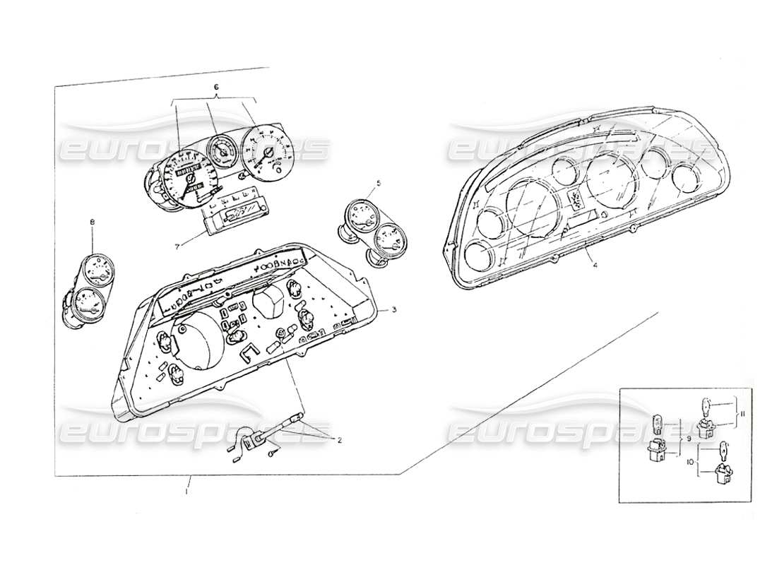 maserati shamal instrument board parts diagram