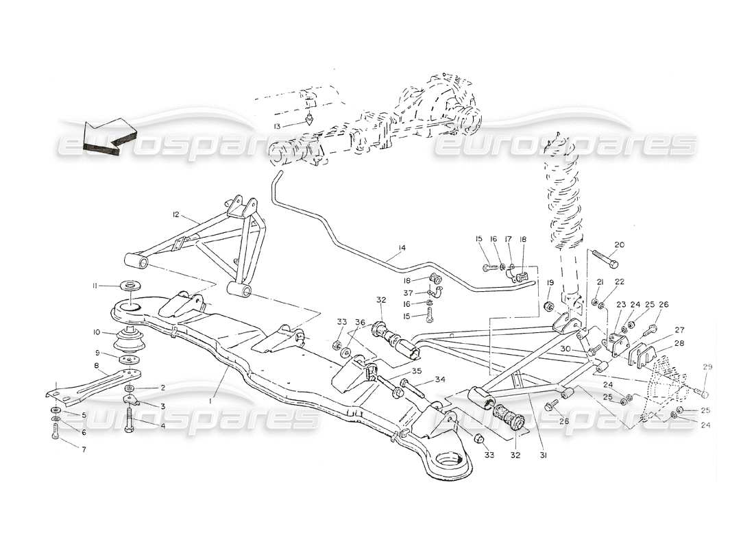 maserati shamal rear suspension parts diagram