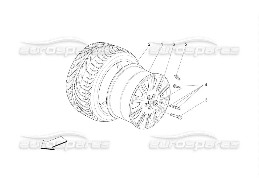 maserati qtp. (2010) 4.7 auto wheels and tyres parts diagram