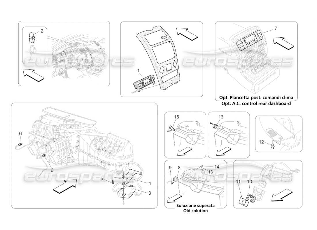 maserati qtp. (2008) 4.2 auto a c unit: electronic control parts diagram