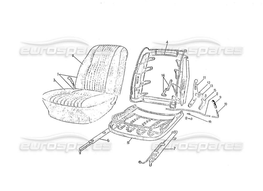 ferrari 275 (pininfarina coachwork) seating group - dvn 81 parts diagram