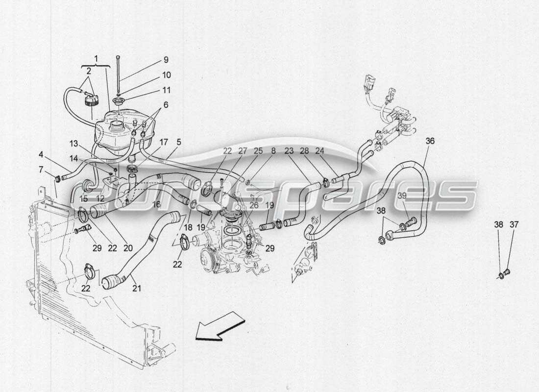 maserati grancabrio mc centenario cooling: pipes parts diagram