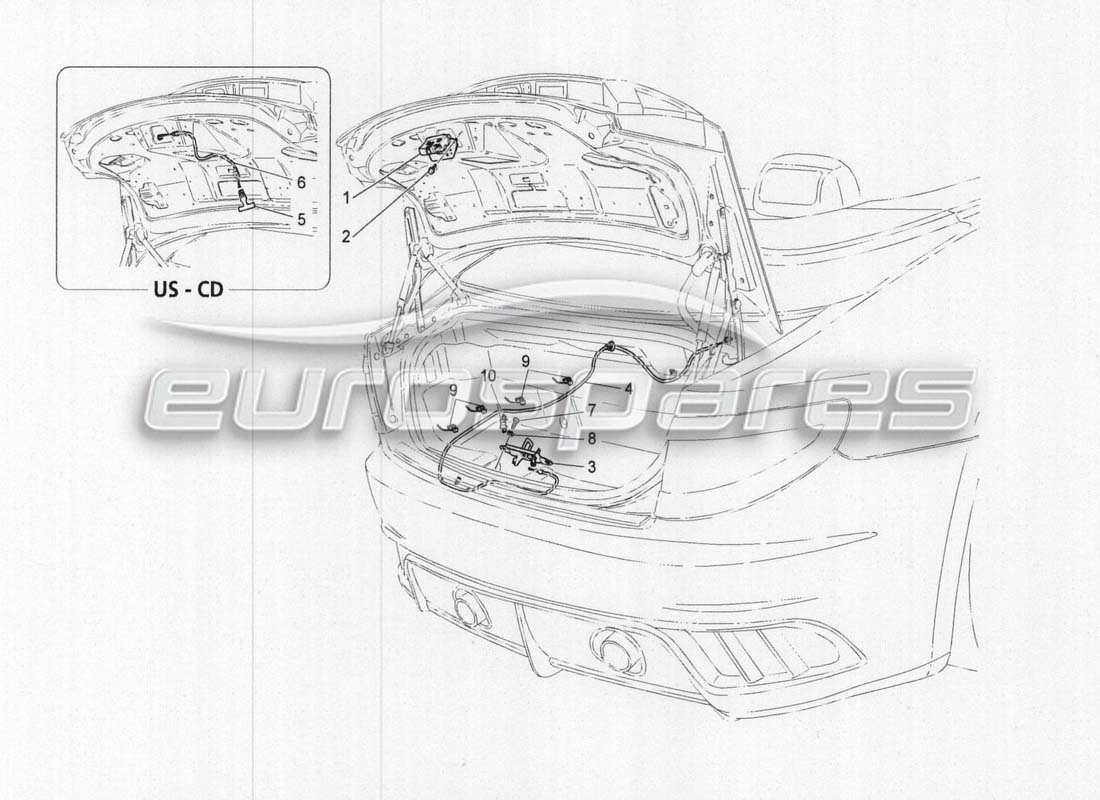maserati grancabrio mc centenario rear lid opening control parts diagram