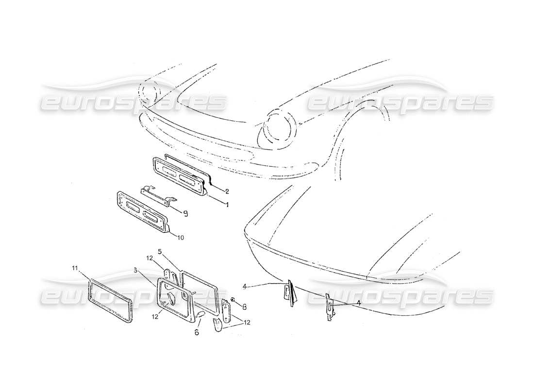 ferrari 275 (pininfarina coachwork) gruppo portatarghe ant. e post. parts diagram