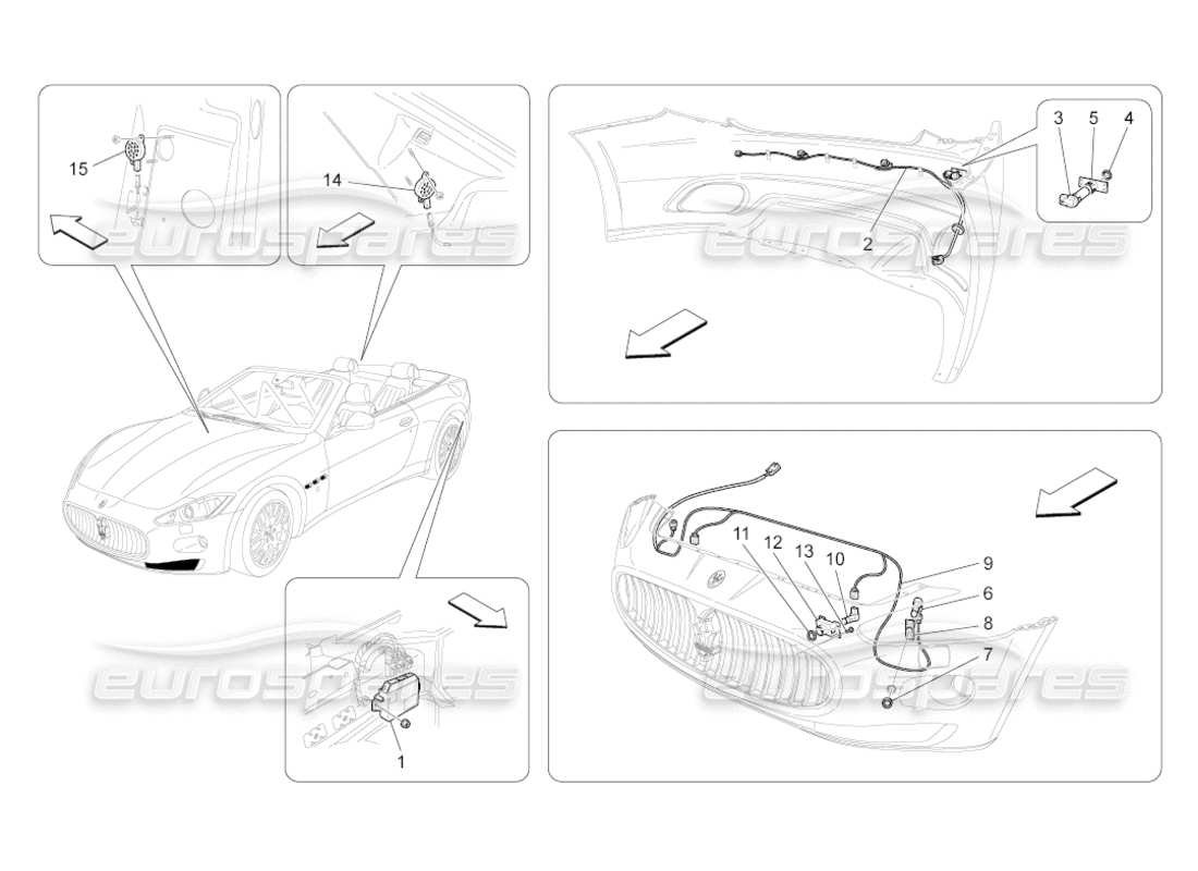 maserati grancabrio (2010) 4.7 parking sensors parts diagram