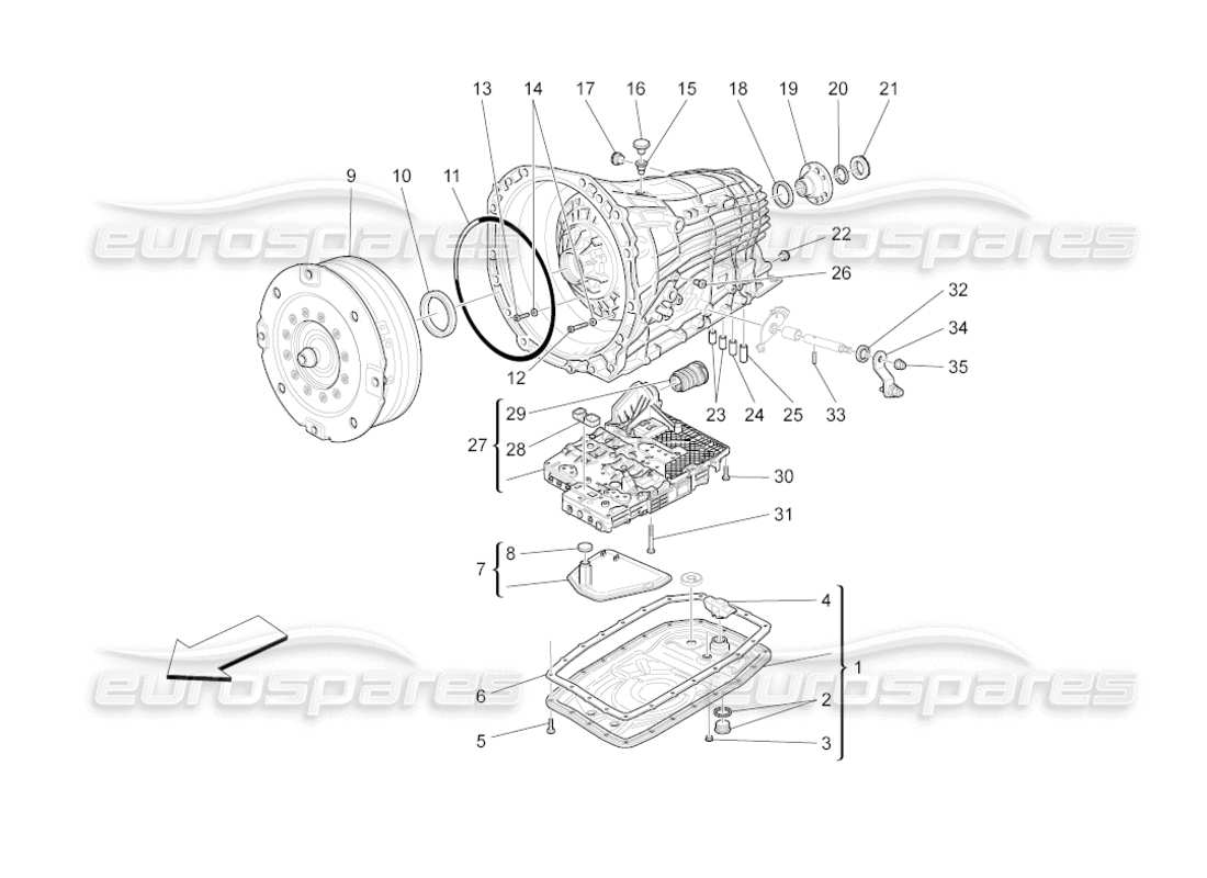 maserati grancabrio (2010) 4.7 gearbox housings part diagram