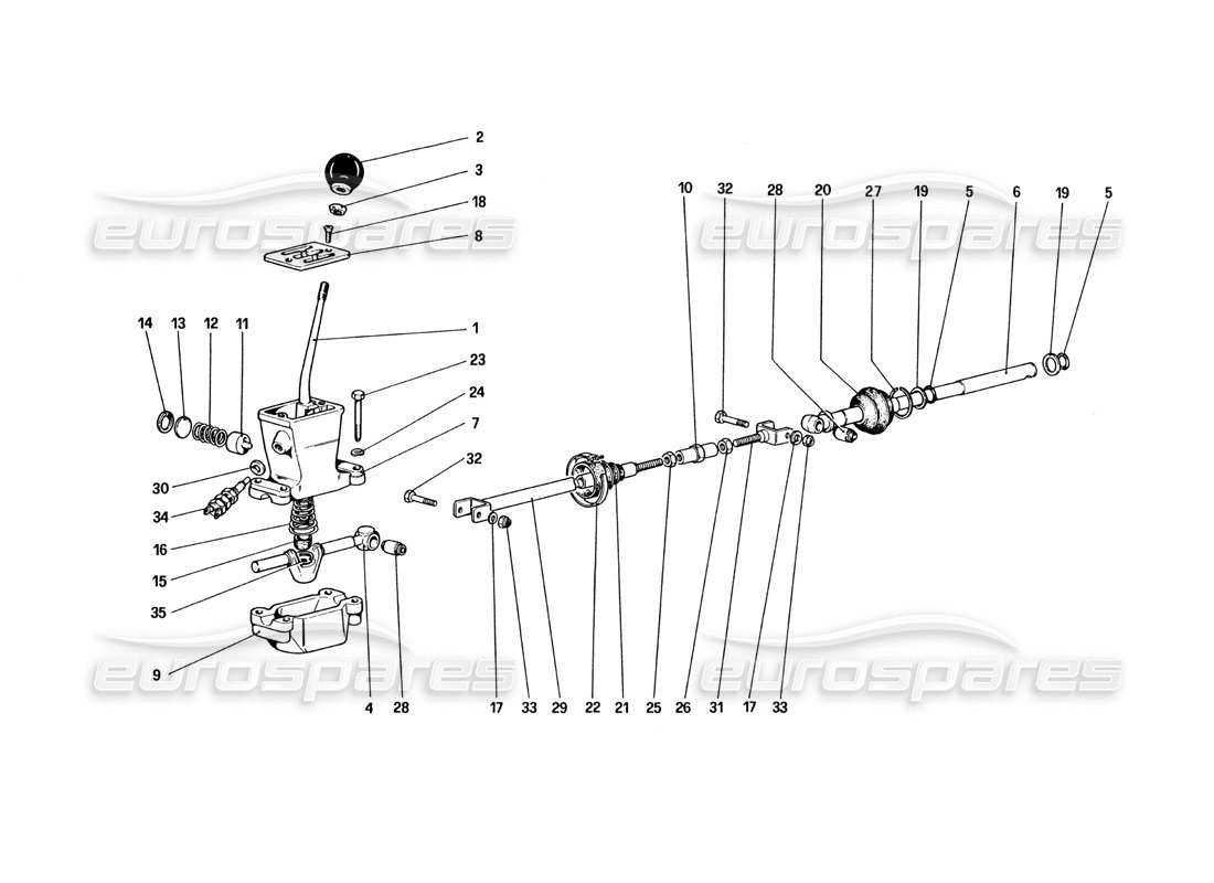 ferrari 328 (1985) outside gearbox controls parts diagram