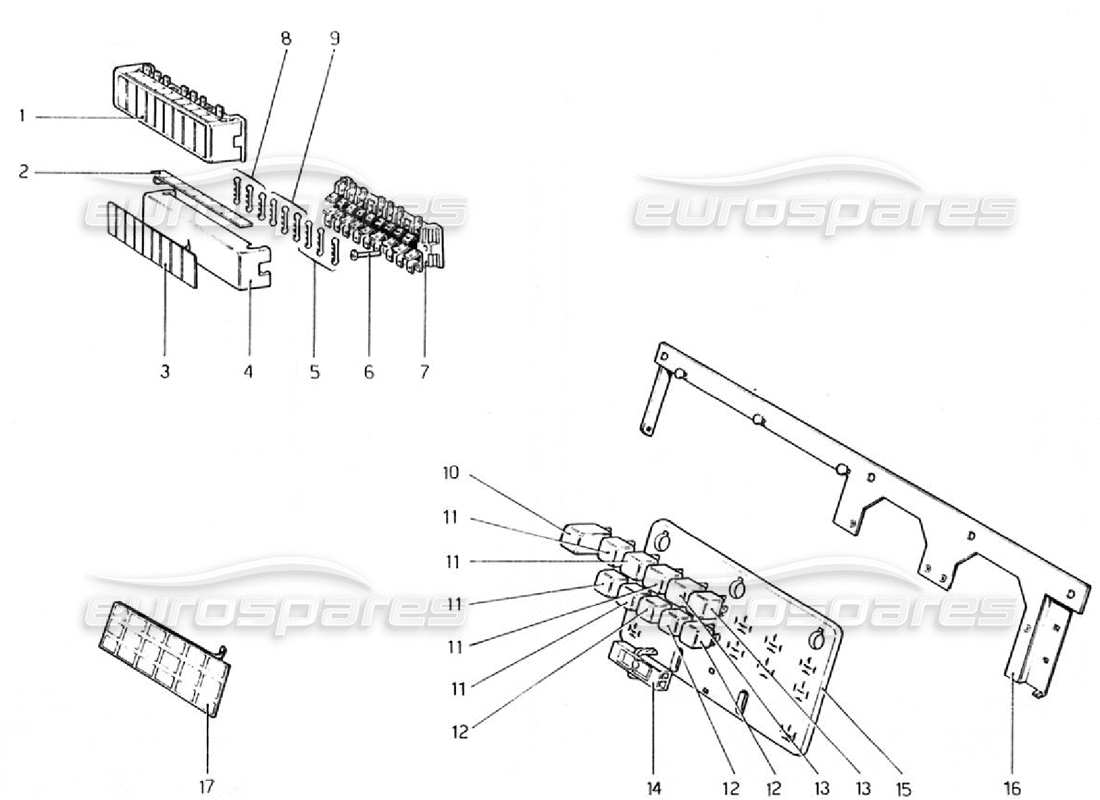 ferrari 308 gtb (1976) fuses and relays (valid for rhd - aus versions) parts diagram