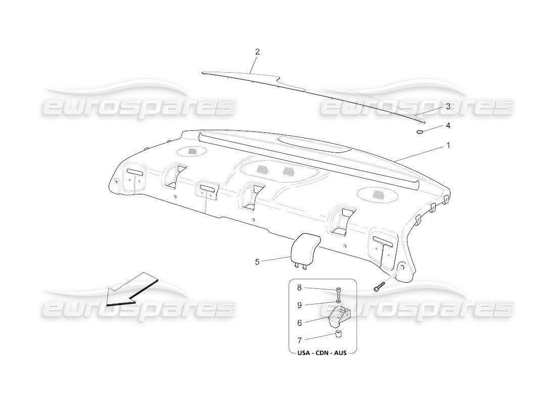 maserati qtp. (2011) 4.7 auto rear parcel shelf parts diagram