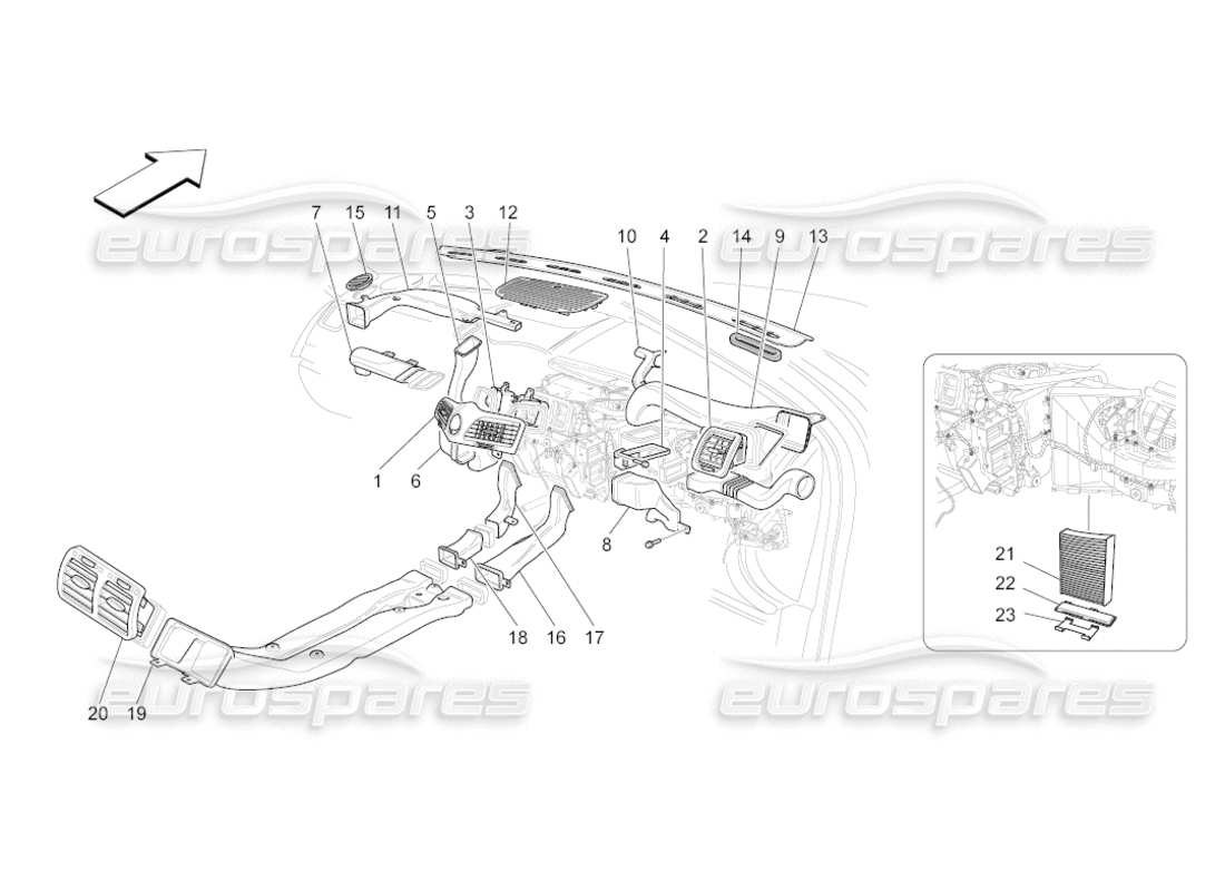 maserati grancabrio (2011) 4.7 a c unit: diffusion parts diagram