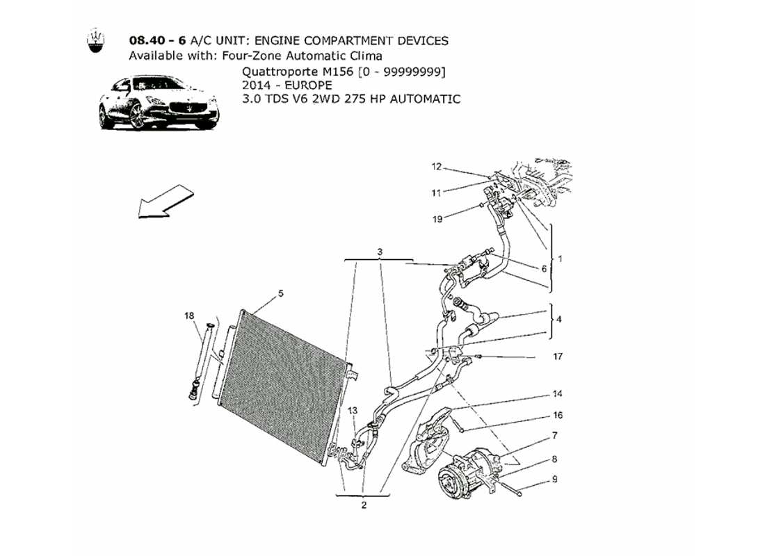 maserati qtp. v6 3.0 tds 275bhp 2014 a c unit: engine compartment devices parts diagram