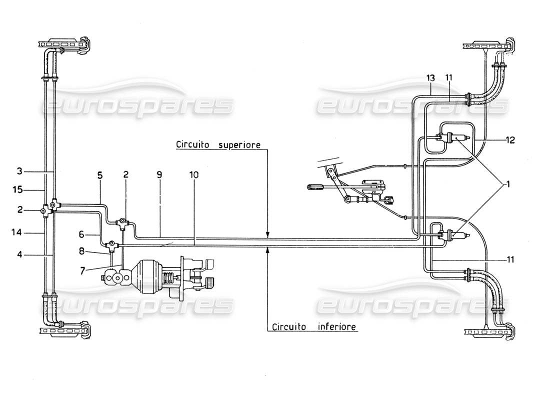 ferrari 365 gtb4 daytona (1969) brake lines system part diagram