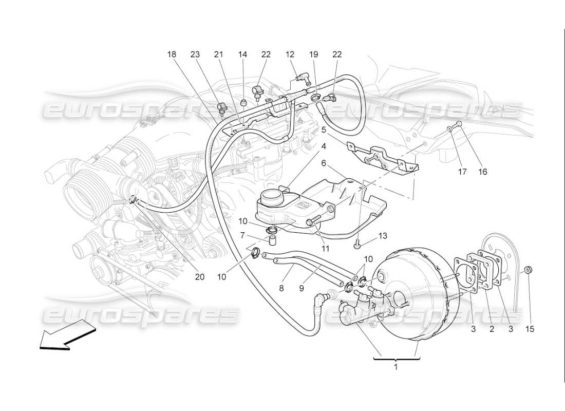 maserati qtp. (2008) 4.2 auto brake servo system parts diagram