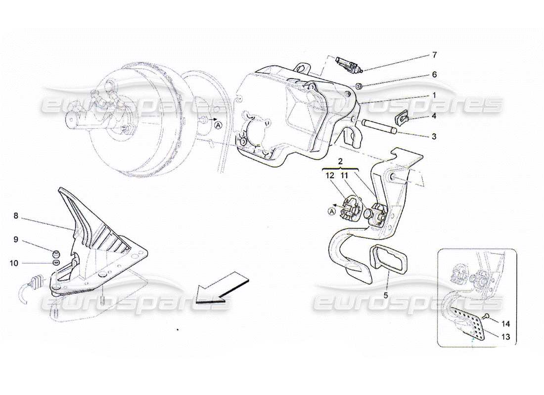 maserati qtp. (2010) 4.2 complete pedal board unit parts diagram