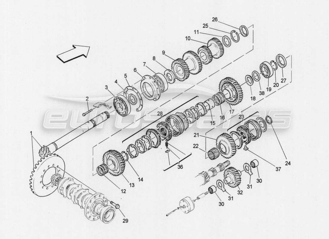 maserati granturismo special edition lay shaft gears parts diagram