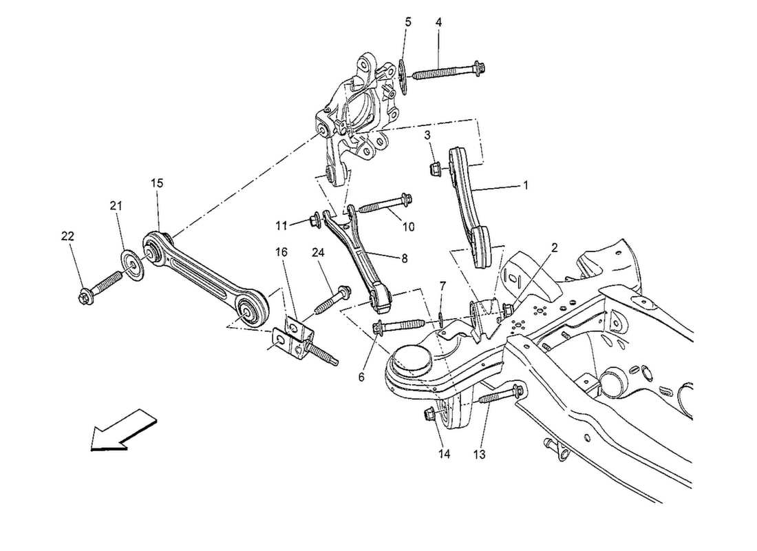 maserati qtp. v8 3.8 530bhp 2014 rear suspension parts diagram