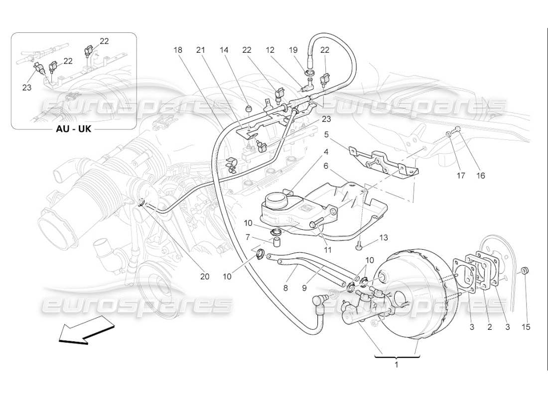 maserati qtp. (2007) 4.2 f1 brake servo system part diagram