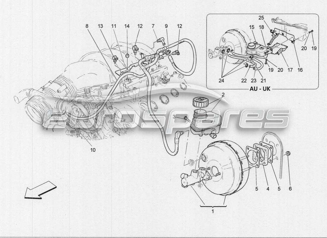maserati grancabrio mc centenario brake servo system parts diagram