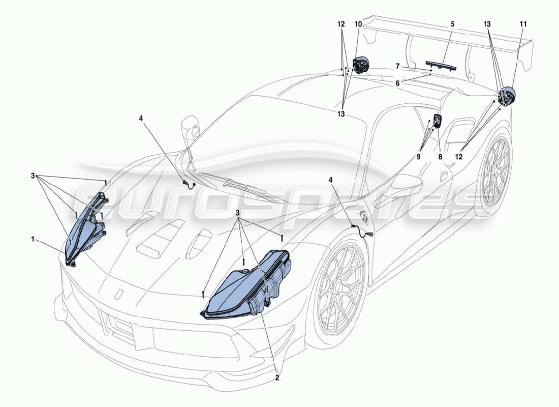 ferrari 488 challenge lights parts diagram