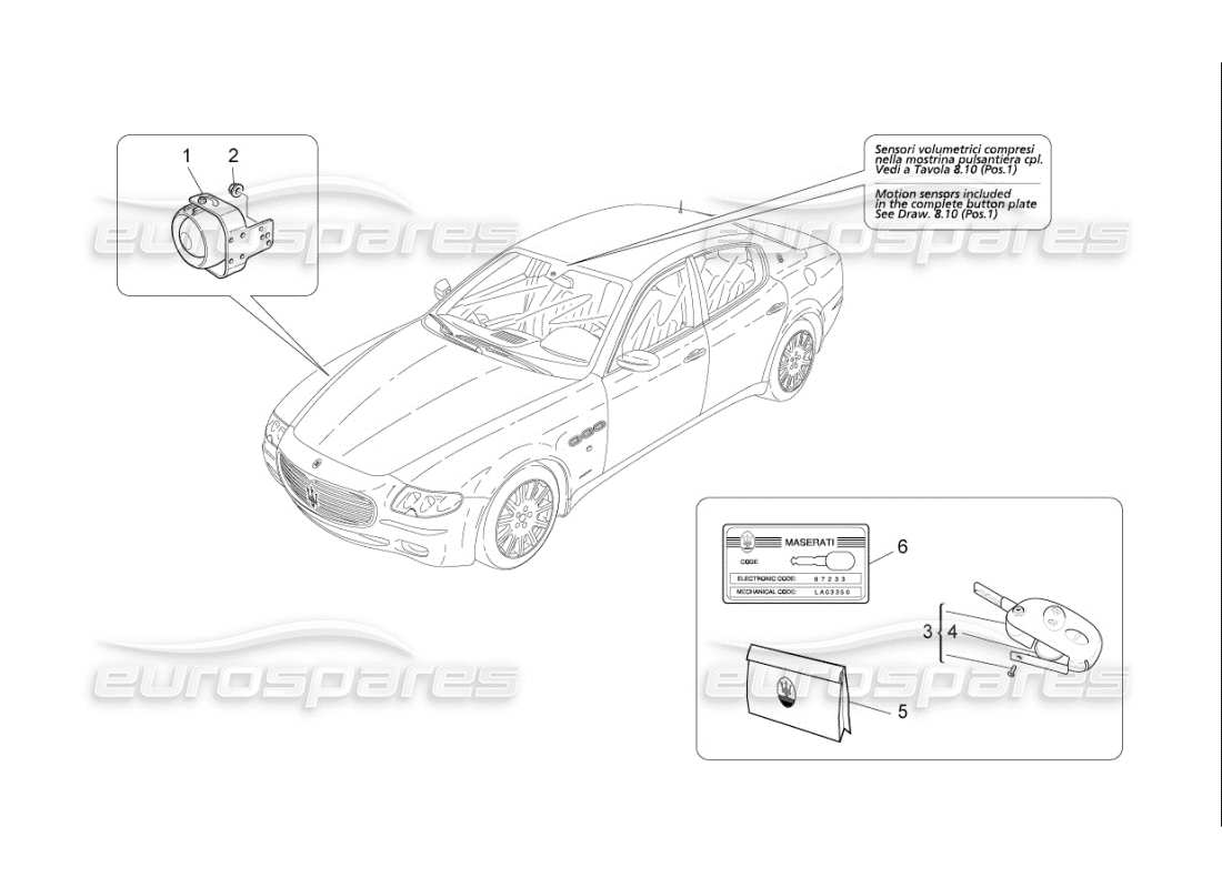 maserati qtp. (2010) 4.7 auto alarm and immobilizer system parts diagram