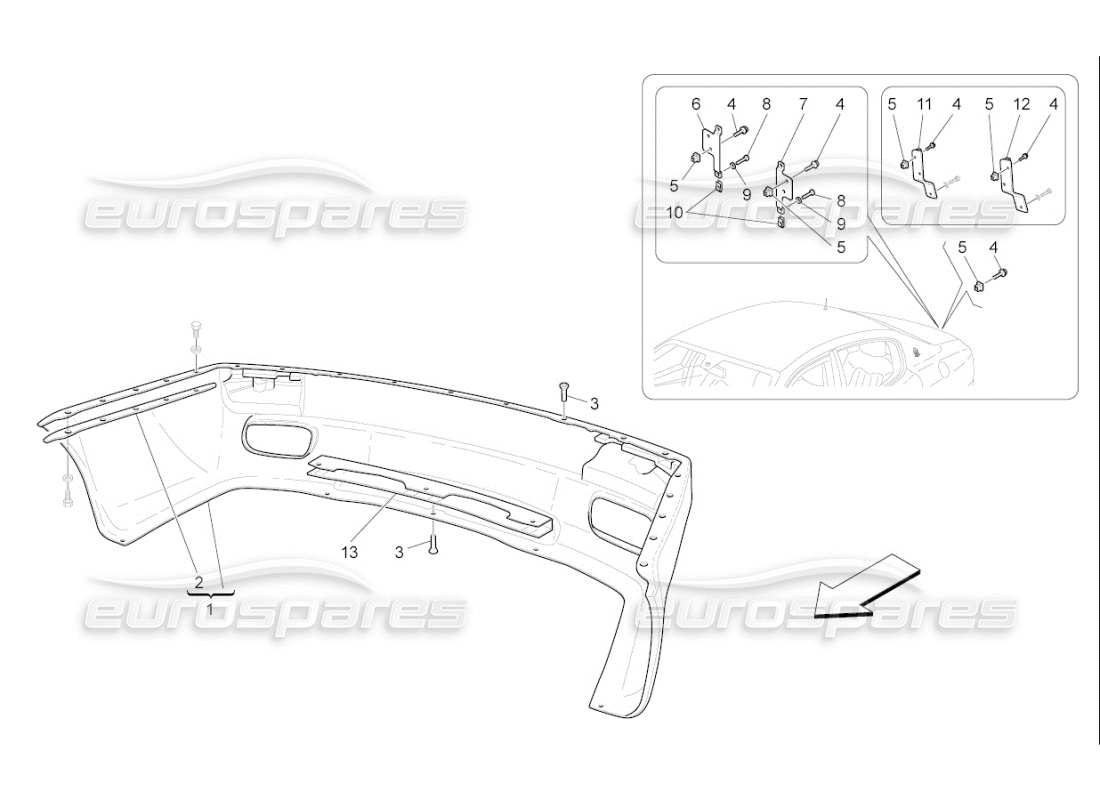 maserati qtp. (2010) 4.7 auto rear bumper parts diagram