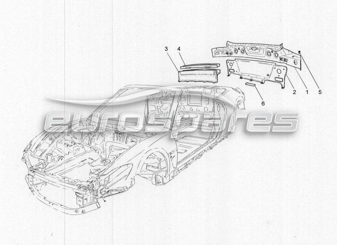 maserati grancabrio mc centenario bodywork and rear outer trim panels parts diagram