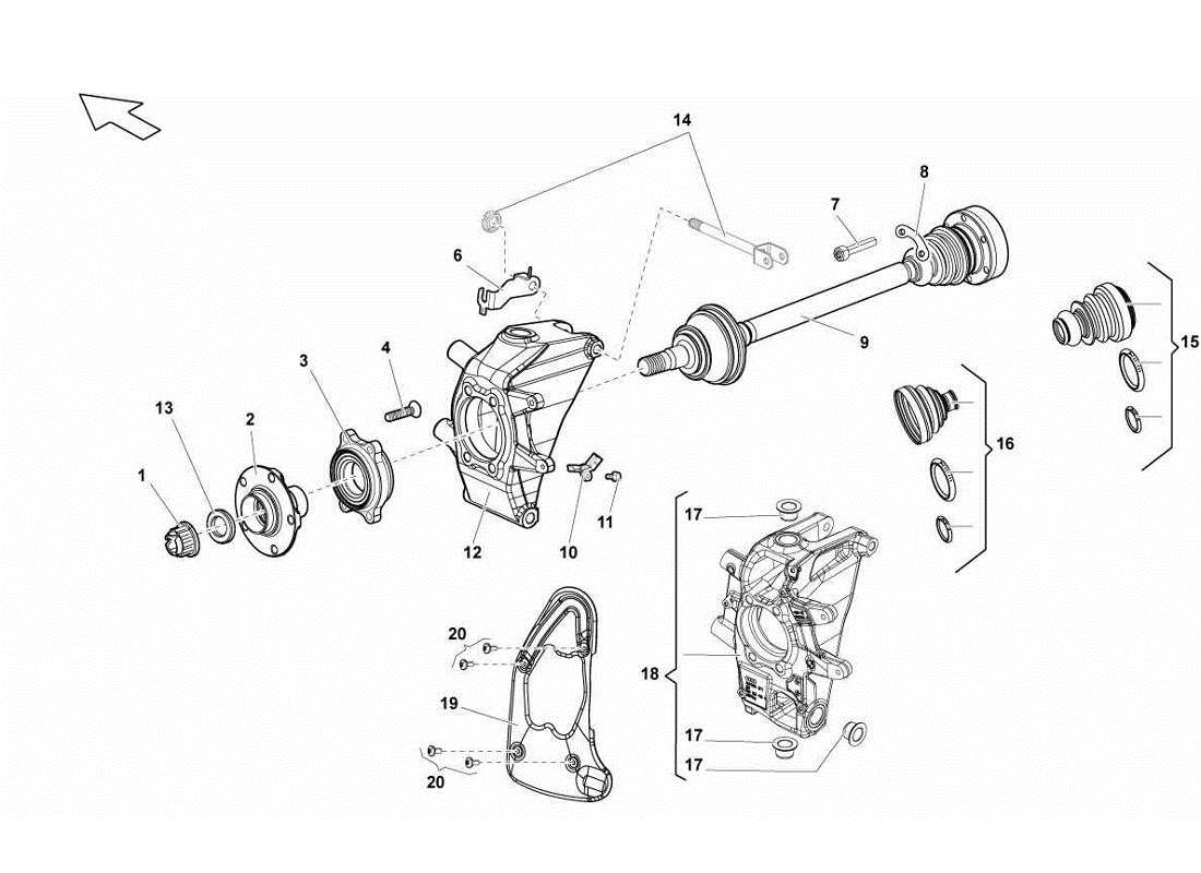 lamborghini gallardo lp570-4s perform rear drive shaft parts diagram