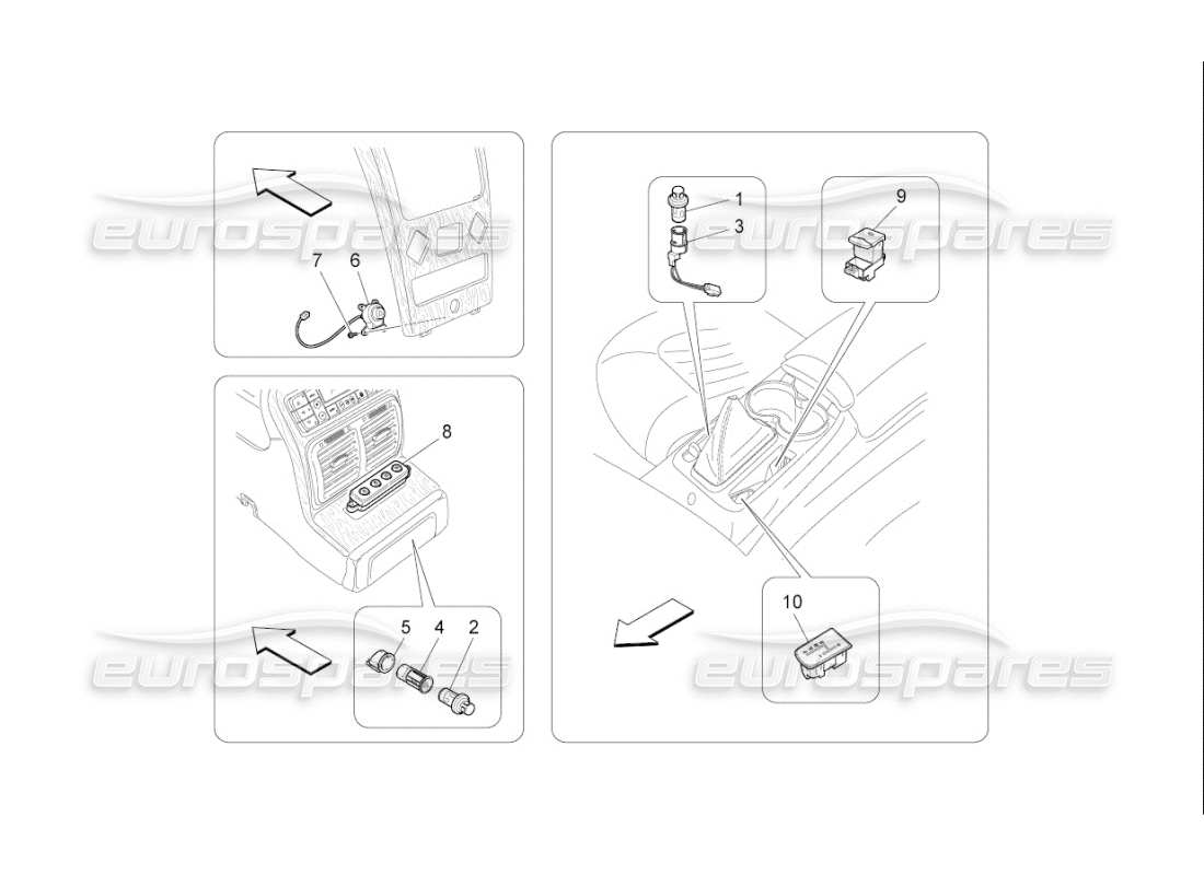 maserati qtp. (2009) 4.7 auto centre console devices part diagram
