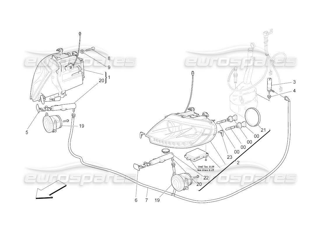 maserati qtp. (2010) 4.2 auto headlight clusters part diagram