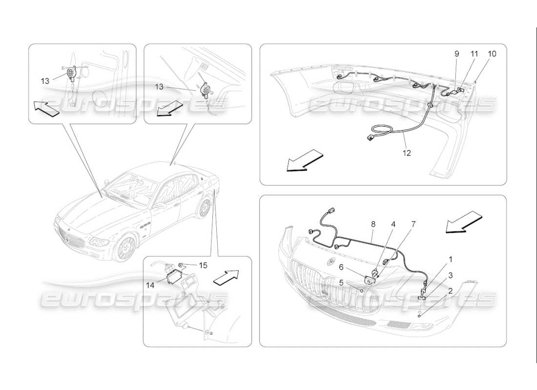 maserati qtp. (2010) 4.7 auto parking sensors parts diagram