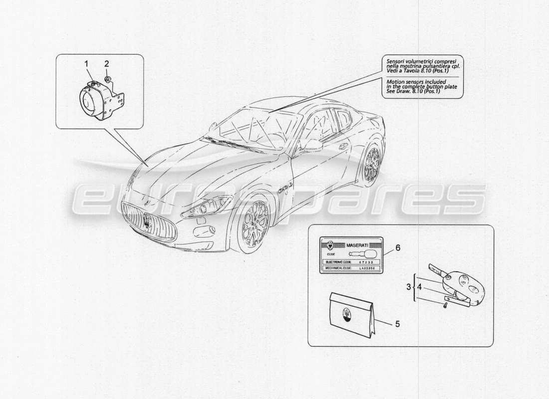 maserati granturismo special edition alarm and immobilizer system parts diagram