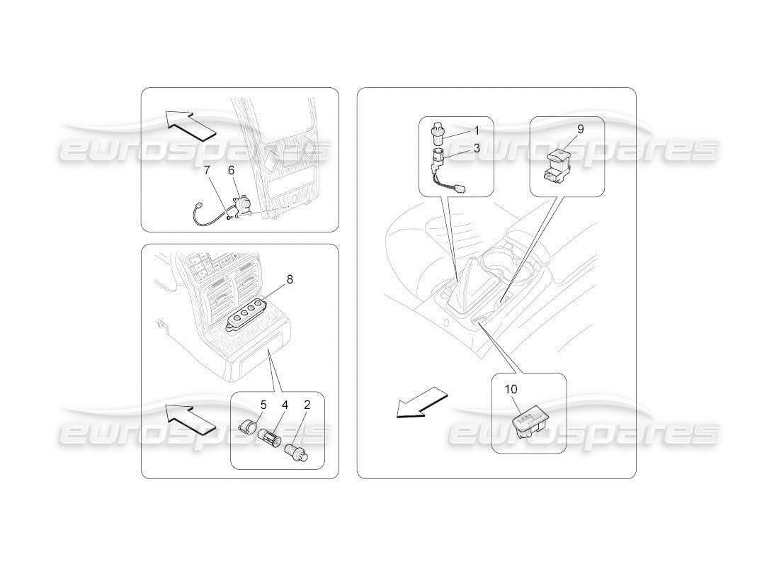 maserati qtp. (2010) 4.2 auto centre console devices parts diagram