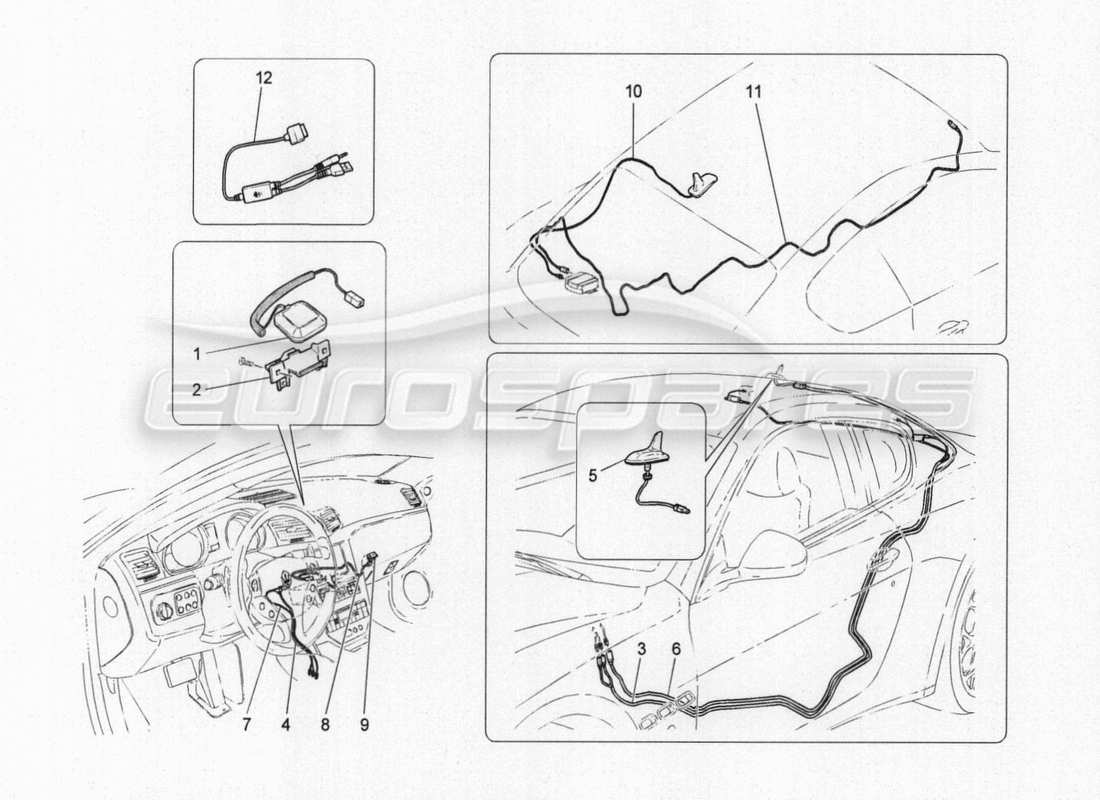 maserati granturismo special edition reception and connection system parts diagram