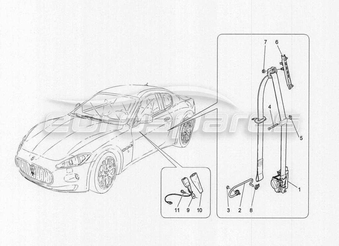 maserati granturismo special edition front seatbelts parts diagram