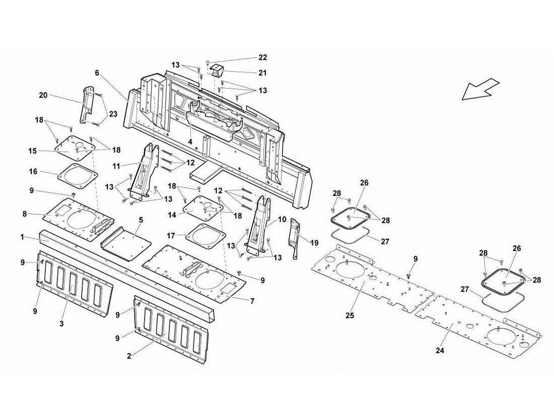 lamborghini gallardo lp560-4s update center frame elements part diagram