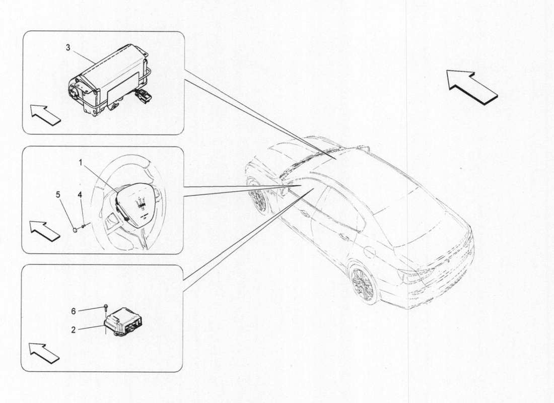 maserati qtp. v6 3.0 bt 410bhp 2015 front airbag system parts diagram