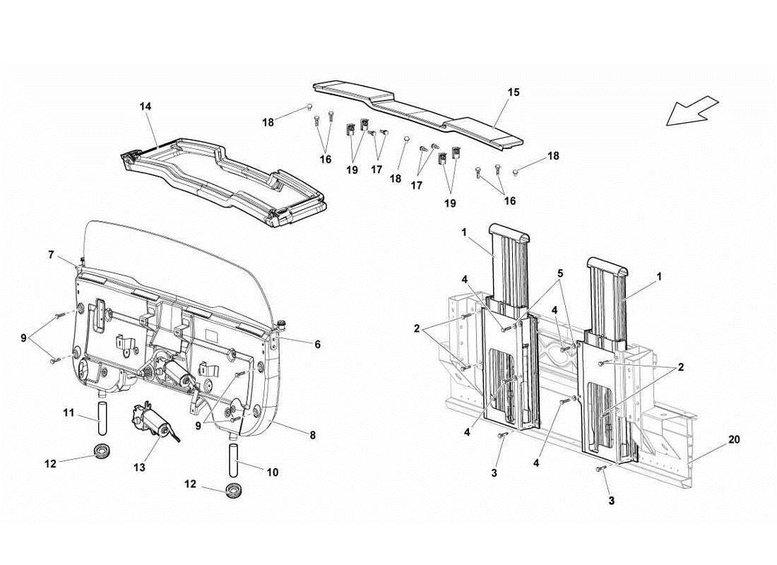 lamborghini gallardo lp560-4s update rear window glass parts diagram