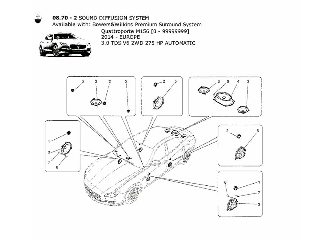 maserati qtp. v6 3.0 tds 275bhp 2014 sound diffusion system parts diagram