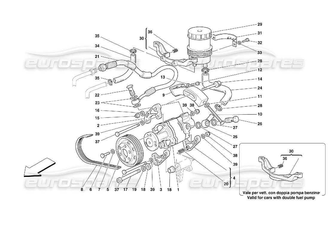 ferrari 355 (2.7 motronic) hydraulic steering pump parts diagram