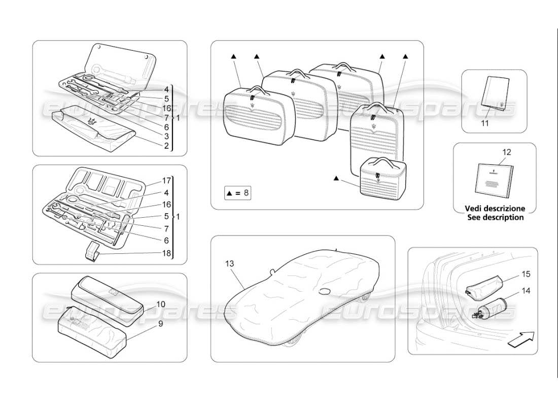 maserati qtp. (2009) 4.7 auto accessories provided part diagram