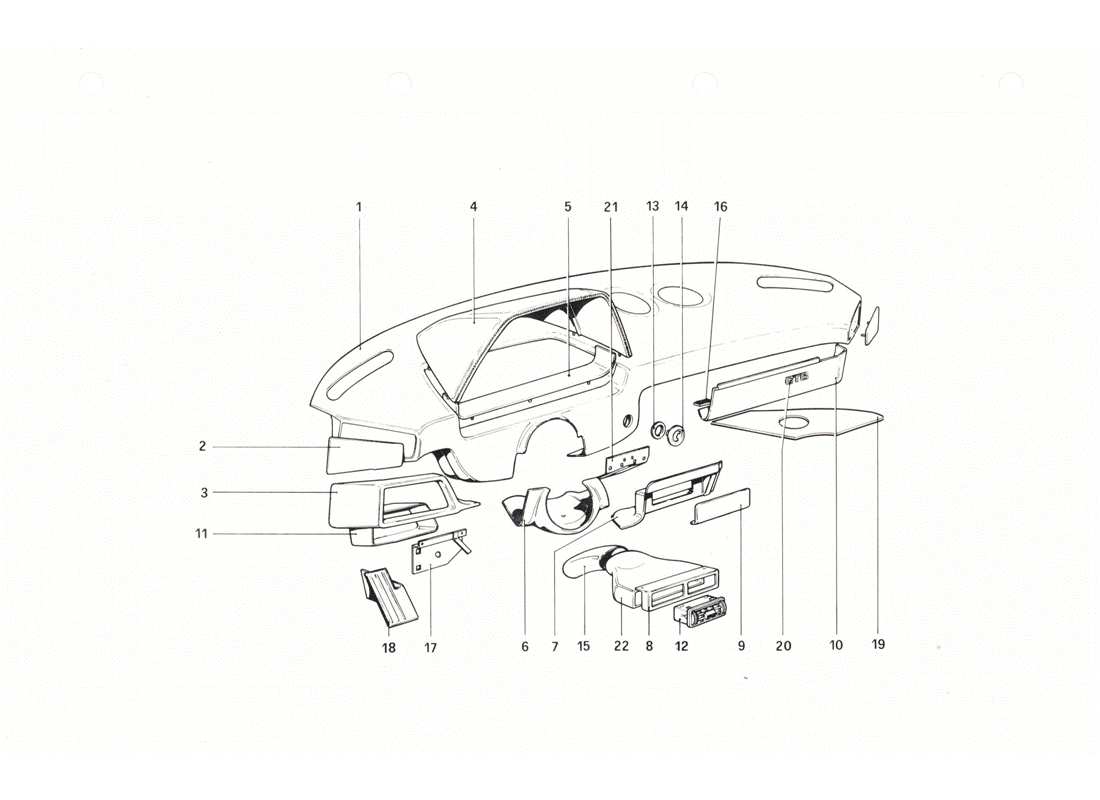 ferrari 208 gtb gts instrument panel parts diagram