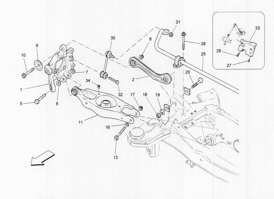 maserati qtp. v6 3.0 tds 275bhp 2017 rear suspension part diagram